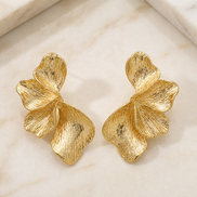 Textured Gold Flower Drop Earrings