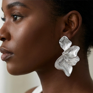 Textured Gold Flower Drop Earrings