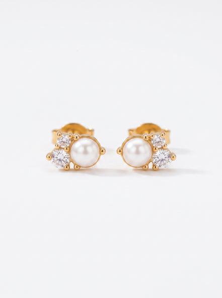 Elegant Pearl Accent Gold Drop Earrings