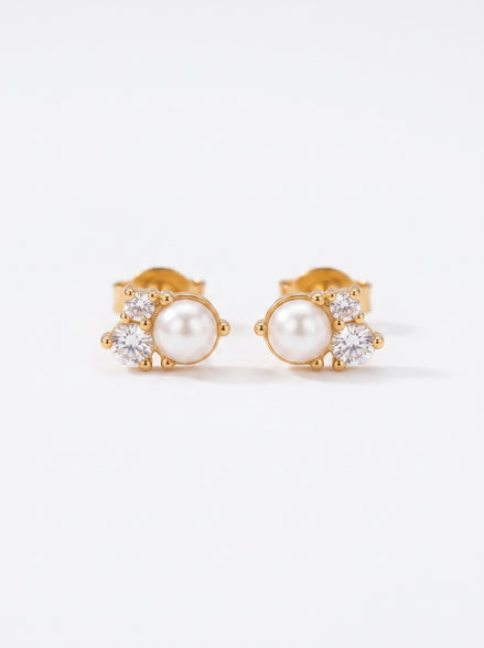 Elegant Pearl Accent Gold Drop Earrings