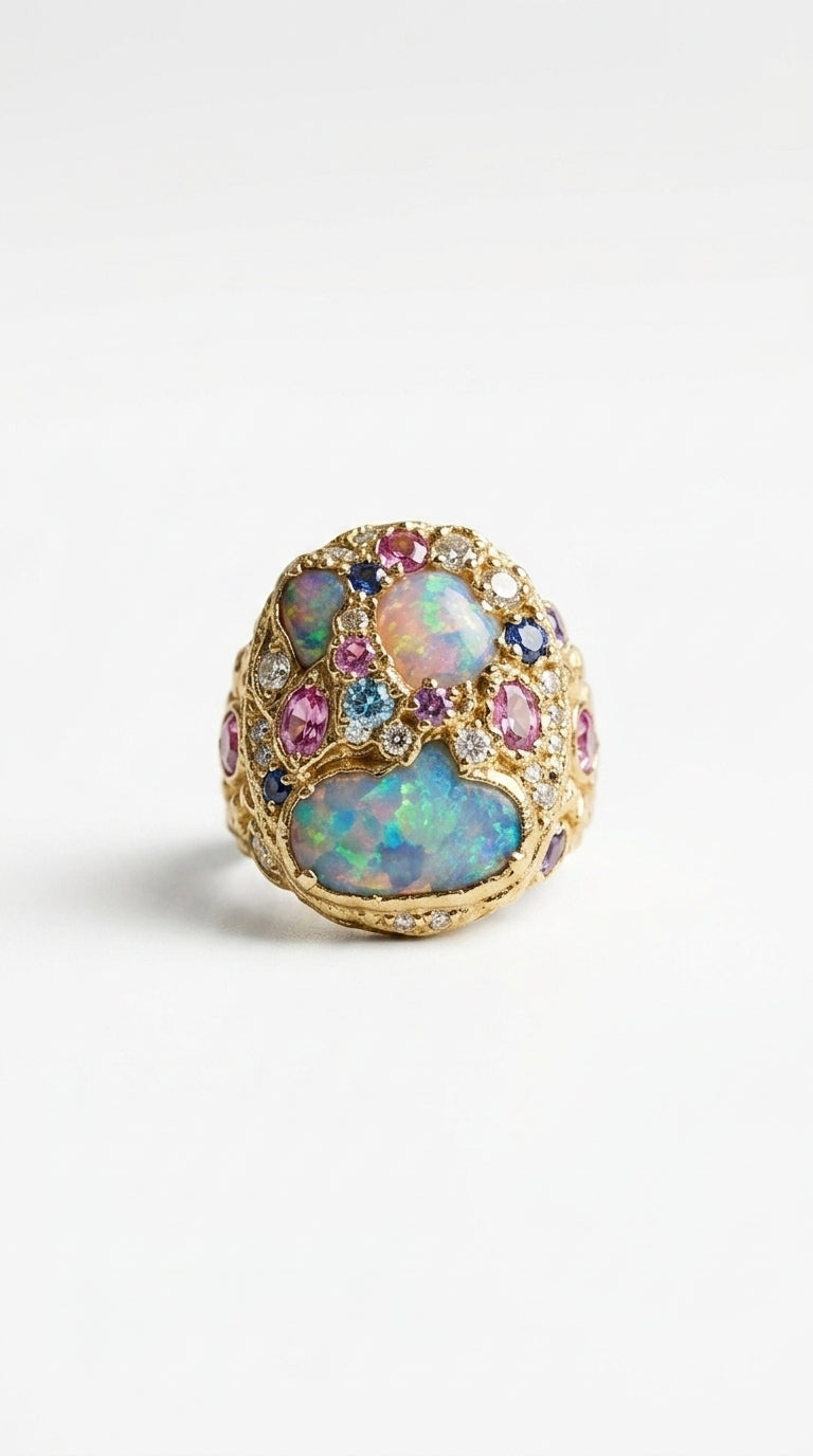 Multigem Accent Gold Statement Ring