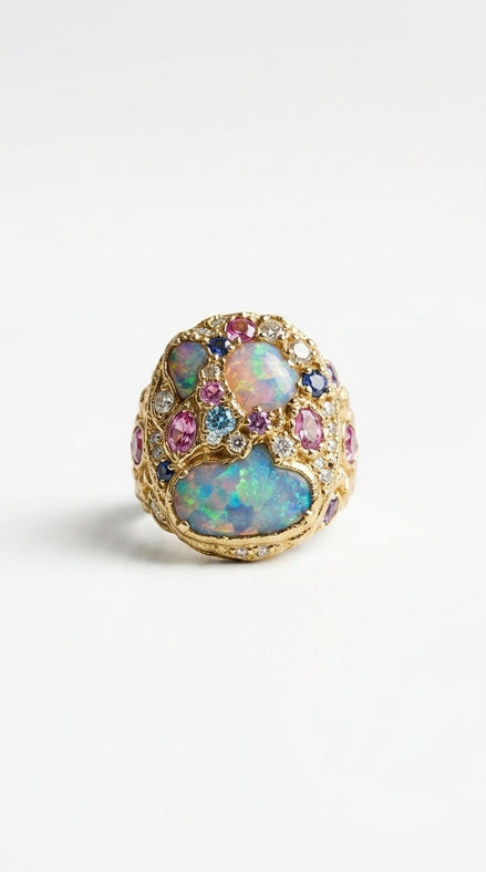 Multigem Accent Gold Statement Ring