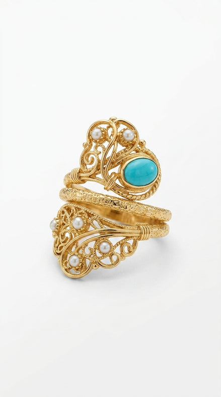 Ornate Filigree Gold Statement Ring