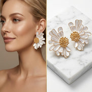 Luminous White Daisy Earrings