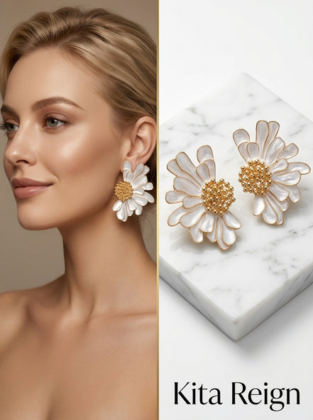 Luminous White Daisy Earrings