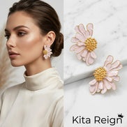 Blushing Daisy Petal Earrings