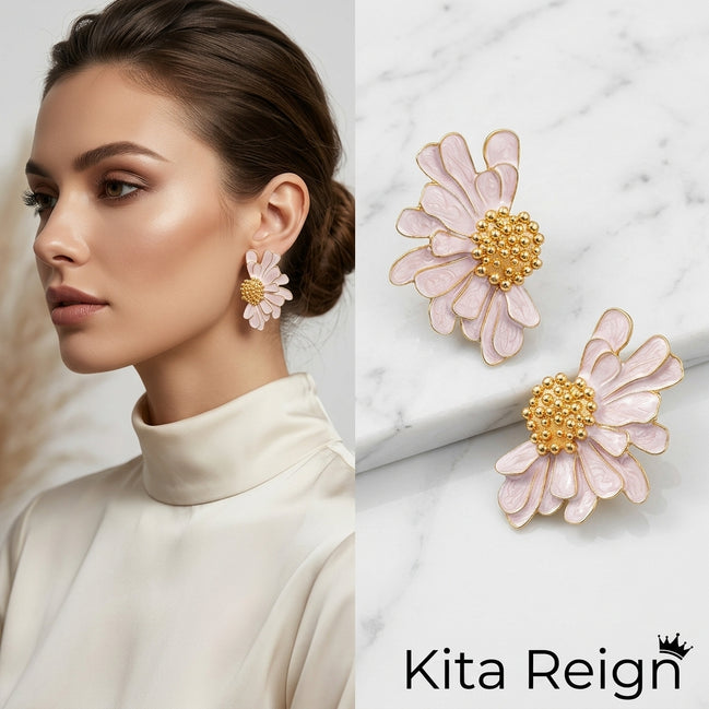 Blushing Daisy Petal Earrings