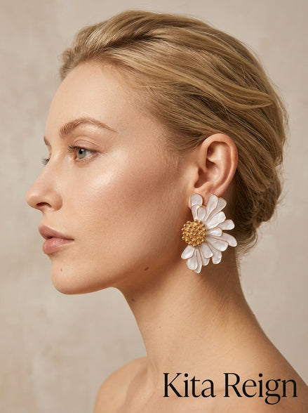 Blushing Daisy Petal Earrings