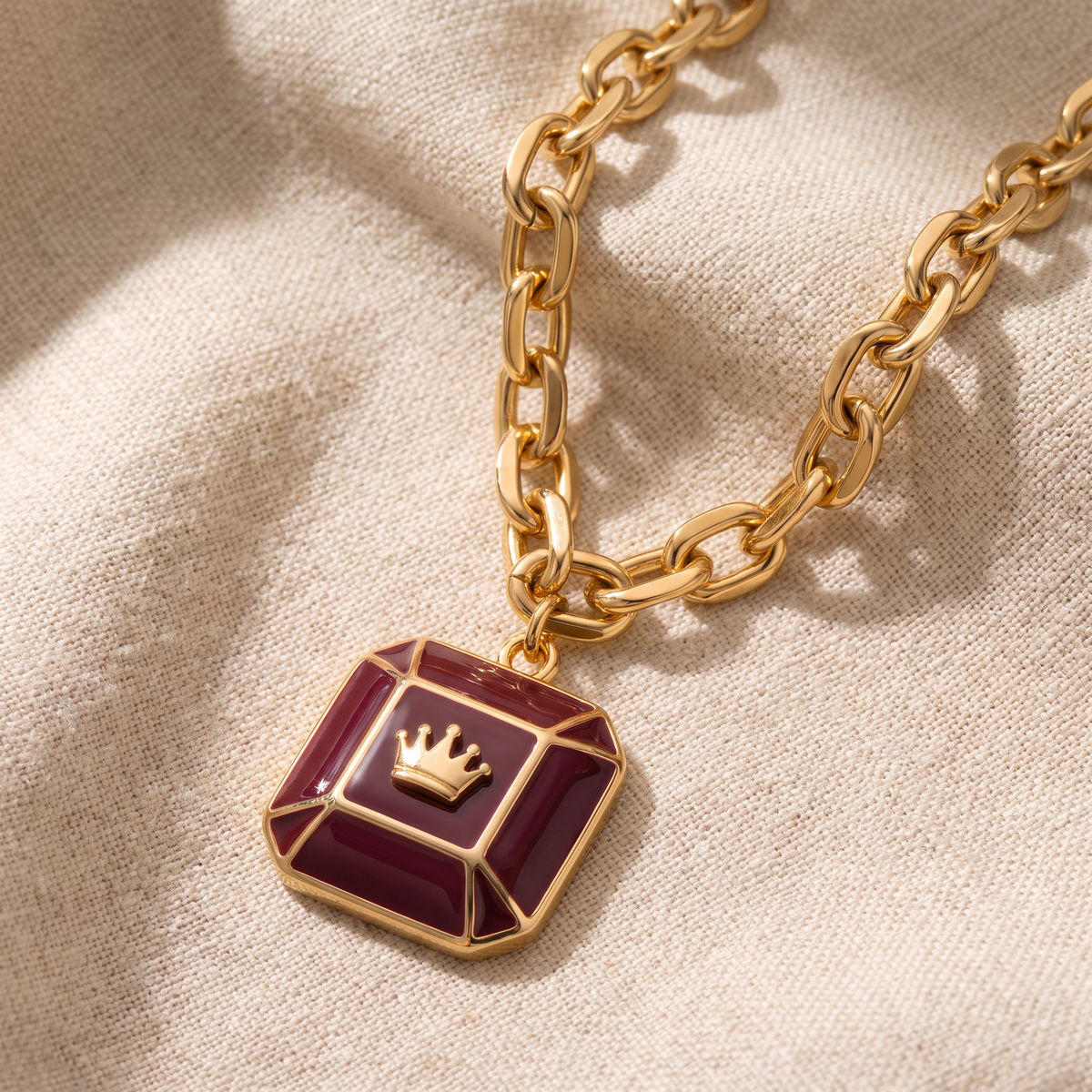 KITA REIGN Burgundy Gemstone Pendant Necklace