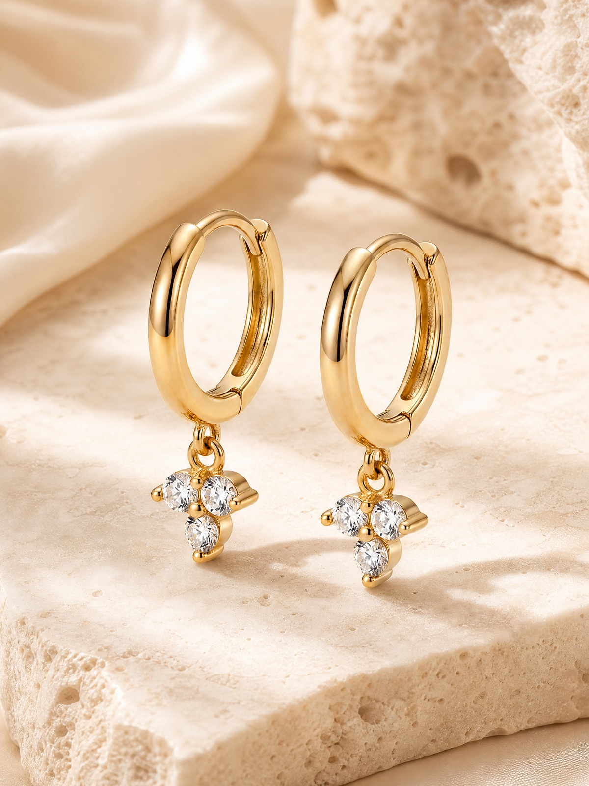 Textured Gold Drop Earrings