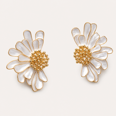 Luminous White Daisy Earrings