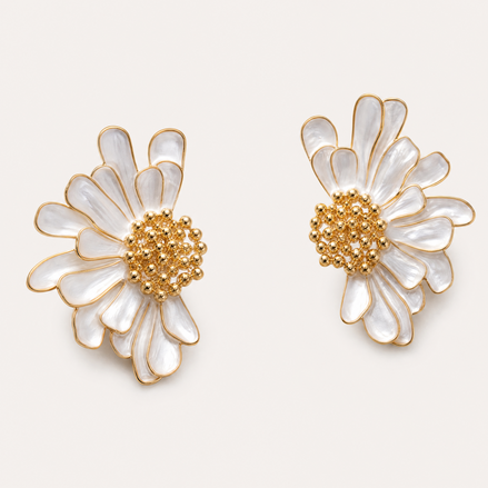 Luminous White Daisy Earrings