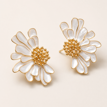 Luminous White Daisy Earrings
