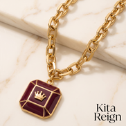 KITA REIGN Burgundy Gemstone Pendant Necklace