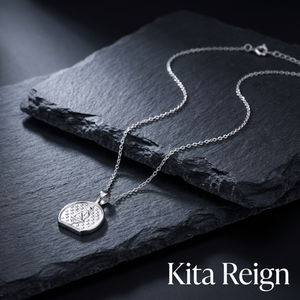KITA REIGN Silver Compass Coin Necklace
